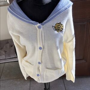 Sailor Moon Stars Hot Topic Cream & Blue Cardigan with Embroidered Detail